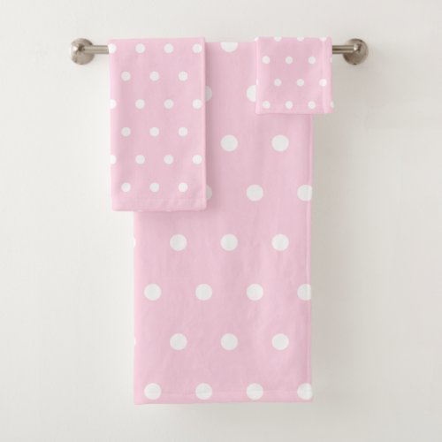 Pink Polka Dot Bath Towel Set