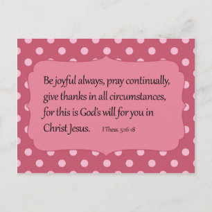 Pink Polka Dot Be Joyful Bible Verse Postcard