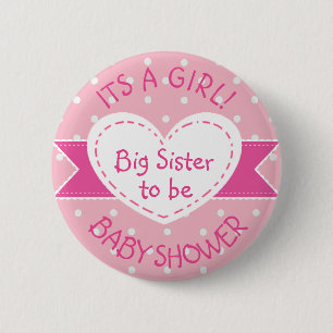 Pink Polka Dot Big Sister To Be Its a Girl Pin