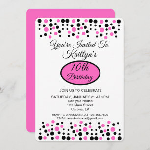Pink Polka Dot Birthday Party Invitation