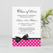 Pink Polka Dot Black Bow Graduation Announcement (Standing Front)