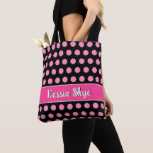 Pink Polka Dot Black Personalized Name