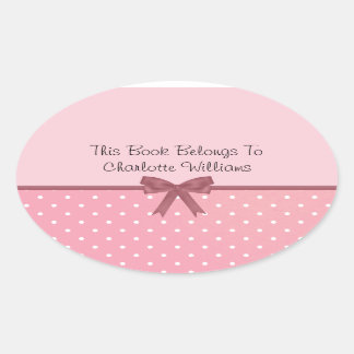 Pink Polka Dot Book Label