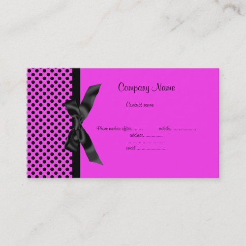 PINK POLKA DOT BOW BUSINESS CARD