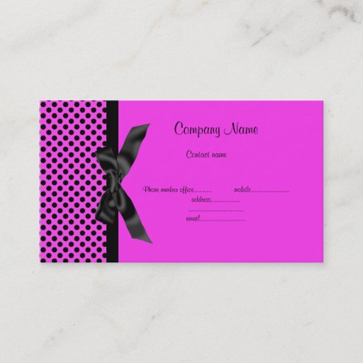 Customizable PINK POLKA DOT BOW BUSINESS CARD