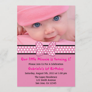 Pink Polka Dot Bow Invitation
