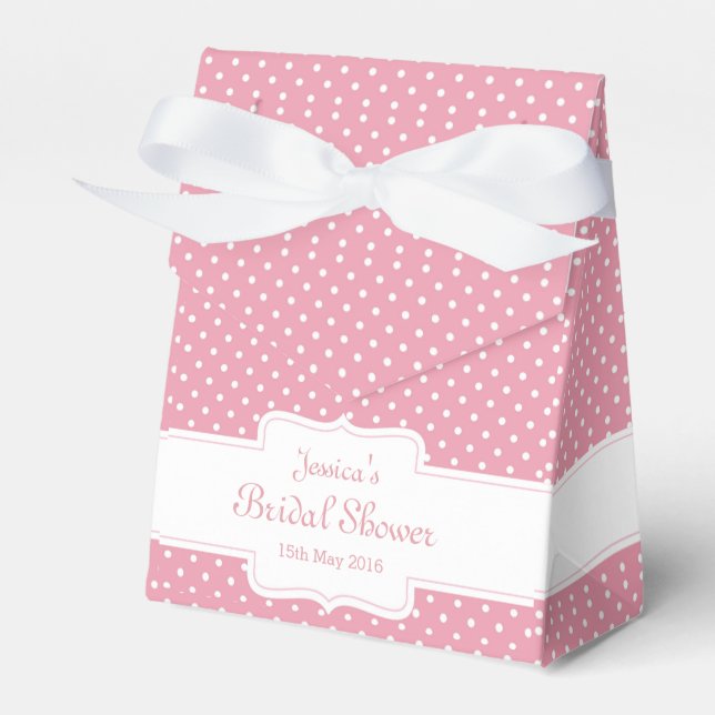 Pink Polka Dot - Bridal Shower Favor Boxes (Front Side)