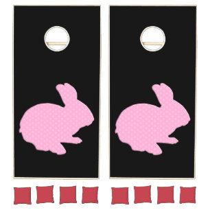 Pink Polka Dot Bunny Rabbit Cornhole Set