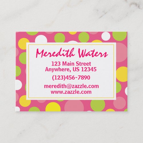 Pink Polka Dot Business Calling Card Business Card Templates