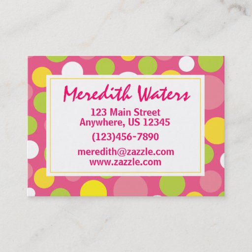 Customizable Pink Polka Dot Business Calling Card Business Card Templates
