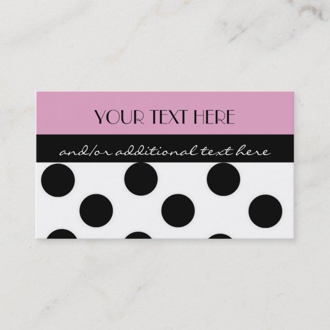 Pink Polka Dot Business Card (Front)