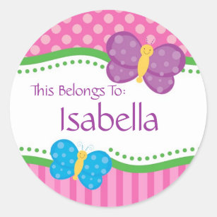 Pink Polka Dot Butterfly Back to School Stickers