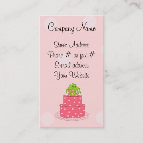 Pink Polka Dot Cake Business Card Template