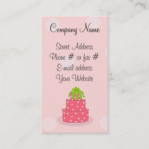 Customizable Pink Polka Dot Cake Business Card Template