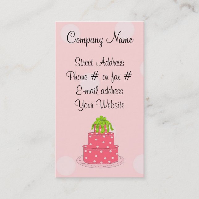Pink Polka Dot Cake Business Card (Front)
