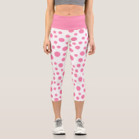 Chic Pink White Small Polka Dots Pattern Fashion Capri Leggings