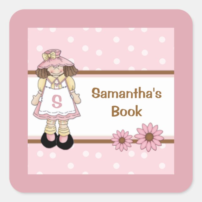 Pink Polka Dot Child's Personalized Bookplate (Front)