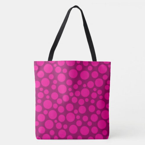 Pink polka dot circles print  tote bag