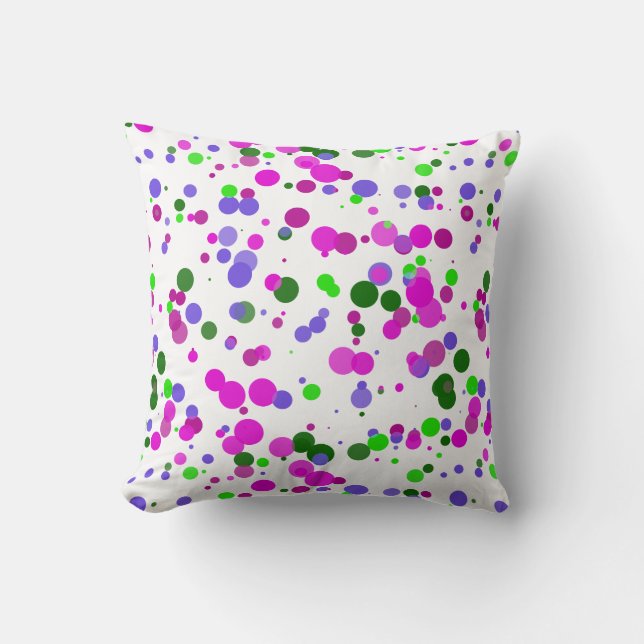 Pink Polka Dot Confetti Throw Pillow (Front)