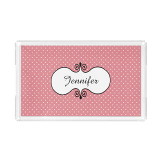 Pink Polka Dot Custom Acrylic Tray