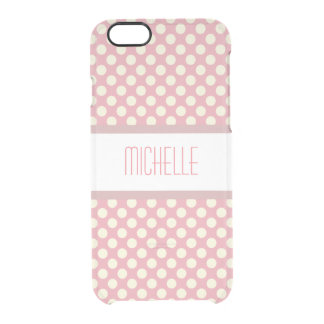 Pink Polka Dot Custom Name Clear iPhone 6/6S Case