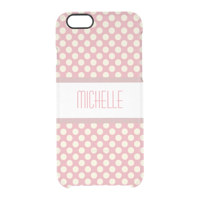 Pink Polka Dot Custom Name Uncommon iPhone Case (Back)