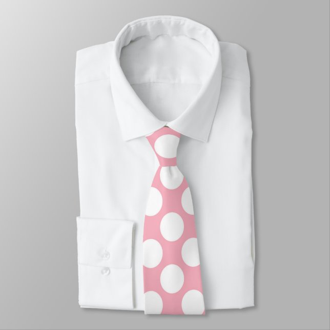 Pink Polka Dot Custom Tie – Elegant Fashion (Tied)