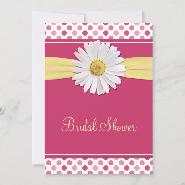 Pink Polka Dot Daisy Bridal Shower Invitation (Front)