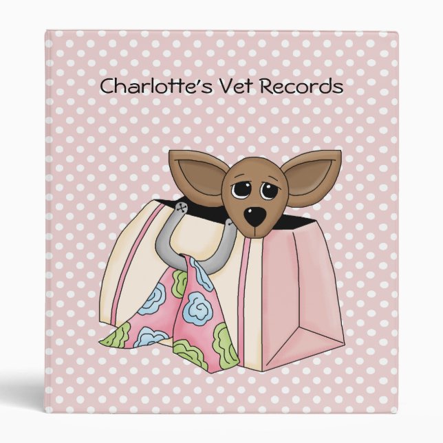 Pink Polka Dot Dog Vet Records Binder (Front)
