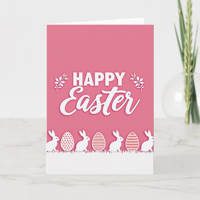 Pink Polka Dot Easter Card (Front)