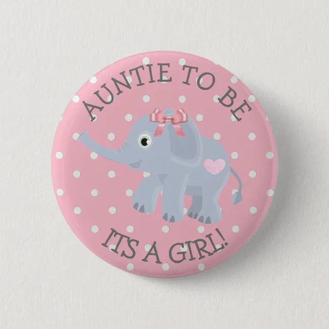 Pink Polka Dot Elephant Aunt To Be Baby Shower Pin Zazzle