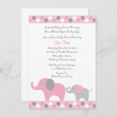 Pink Polka Dot Elephant Baby Shower Invitation (Front/Back)
