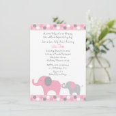 Pink Polka Dot Elephant Baby Shower Invitation (Standing Front)
