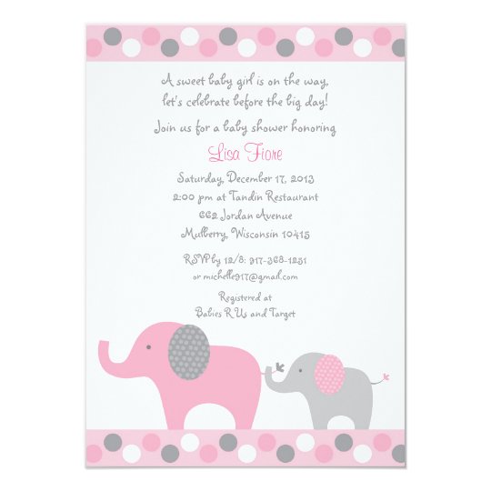 Pink Polka Dot Elephant Baby Shower Invitation | Zazzle.com