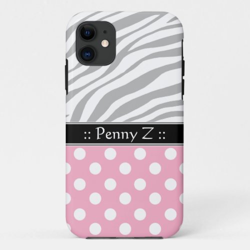 Pink Polka Dot Faded Zebra Print iPhone 5 Case
