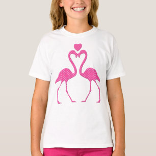 Pink Polka Dot Flamingo Valentine's Day Kid Shirt