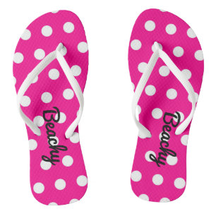 Pink polka-dot flip flops