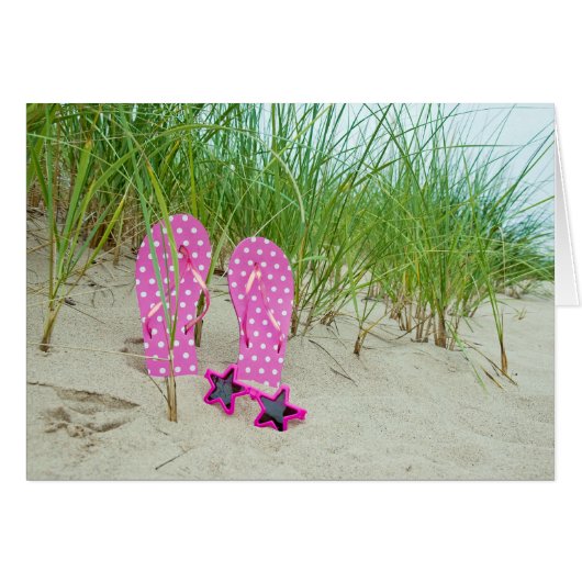 Pink Polka Dot Flip-flops Cards (Front Horizontal)