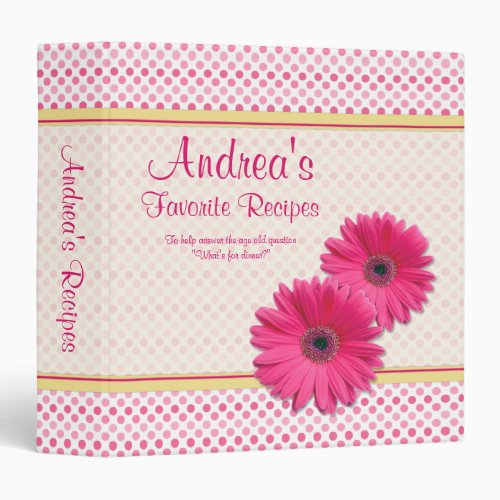 Pink Polka Dot Gerber Daisy Recipe Binder