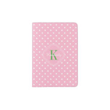 Pink Polka Dot Green Monogram