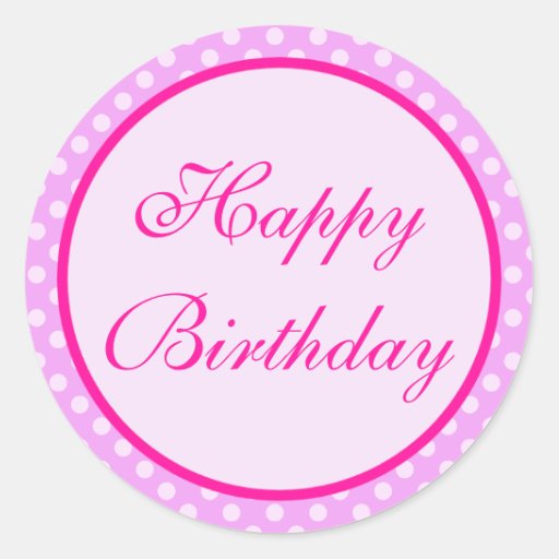 Pink Polka Dot Happy Birthday Sticker | Zazzle