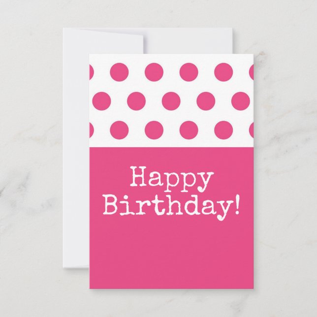 Pink Polka Dot Happy Birthday  Thank You Card (Front)