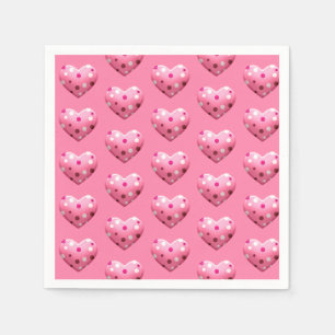 Pink Polka Dot Heart Baby Girl Baby Shower Napkins