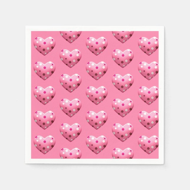Pink Polka Dot Heart Baby Girl Baby Shower Napkins (Front)