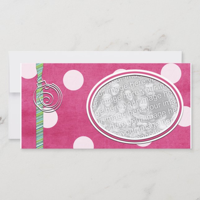 Pink Polka dot Holiday Photo Template (Front)