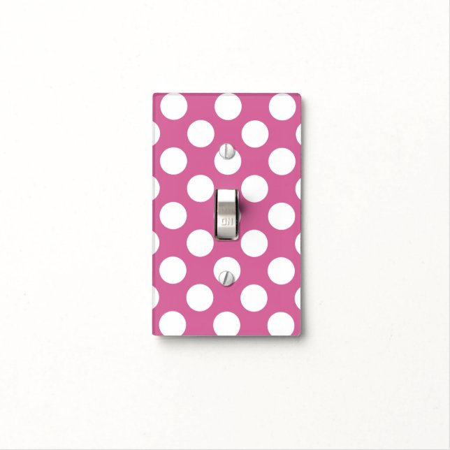 Pink Polka Dot Light Switch Cover (In Situ)