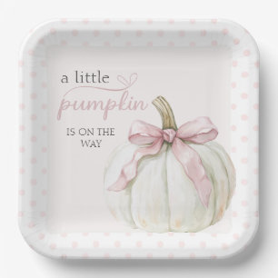 Pink Polka Dot Little Pumpkin Party Paper Plates