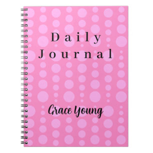 Pink Polka Dot Minimal Typography Design Notebook