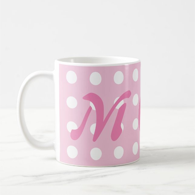 Pink Polka Dot Mom Coffee Mug (Left)