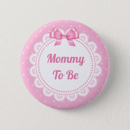 Pink Polka Dot Mommy to Be Baby Shower Button